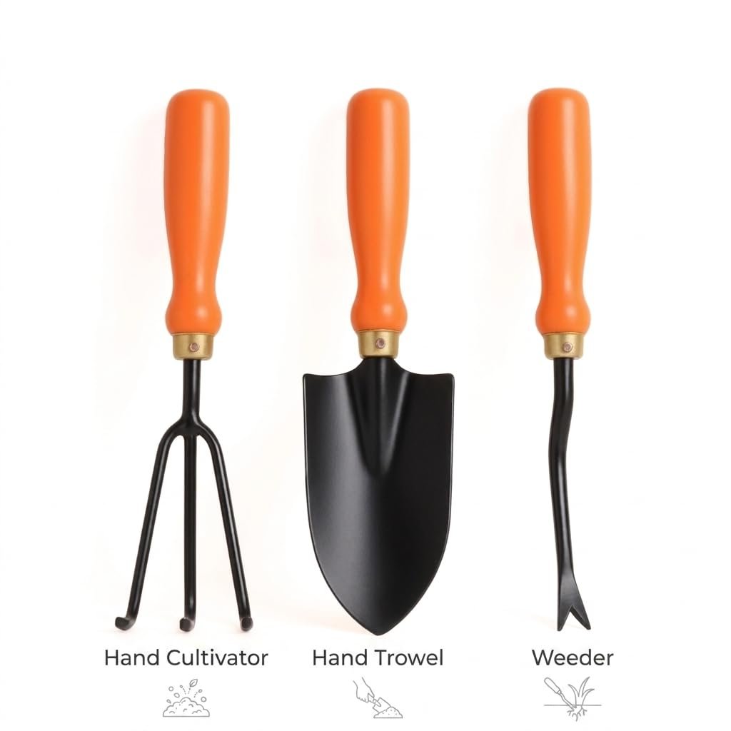 Ocean Mart Garden Tool Set of 3 Pcs - Home Tools & Gardening Tools Kit for Home Garden- (Big Trowel, Cultivator, Weeder) - Terrace Gardening Accessories, Gardening Essentials, Garden Tools Heavy Duty - Image 2