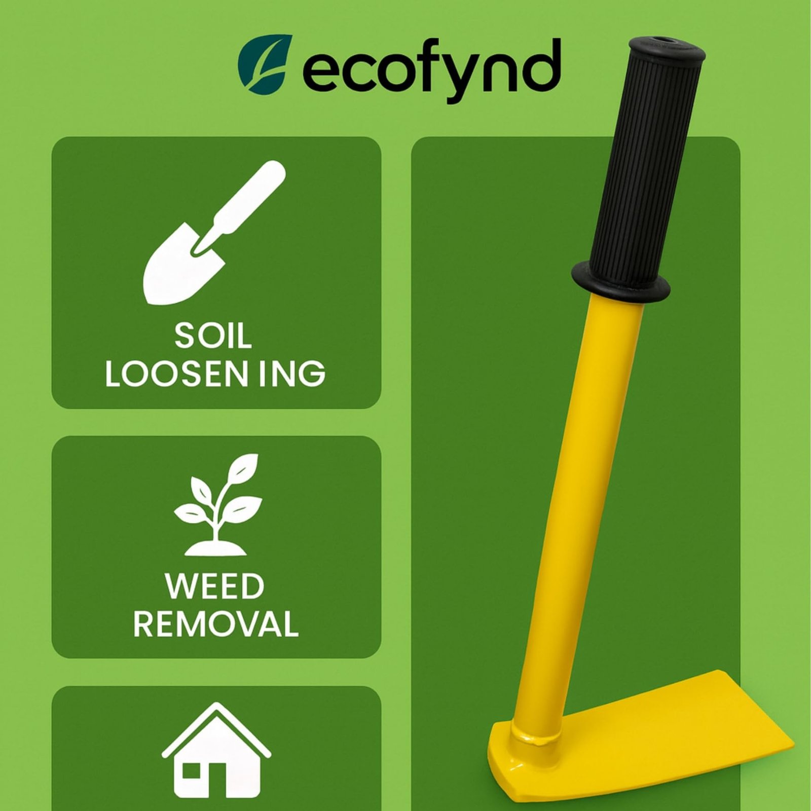 ecofynd Heavy Duty Garden Hand Hoe with 16 inches Handle, Gardening Tool for Easy Soil Cultivation & Weeding, Comfort Grip Handle Phawda, Agriculture Equipment for Home Farm Lands (GT020, Yellow) - Image 6
