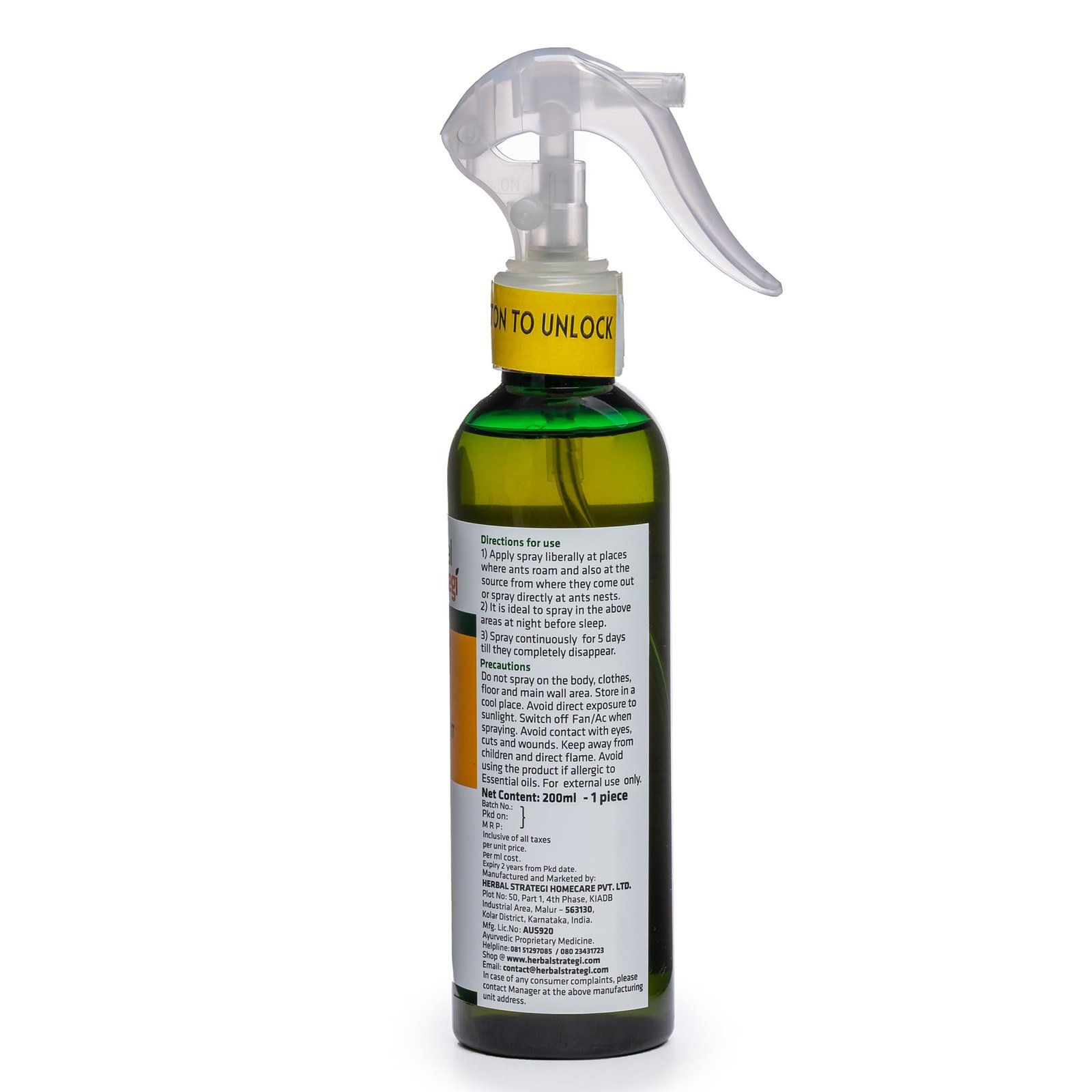 STRATEGI Herbal Ant Repellent Spray 200 Ml | 100% Herbal, Eco-Friendly, And Biodegradable | Safe For Babies, Pets, And Skin | Ayush Certified - Image 4