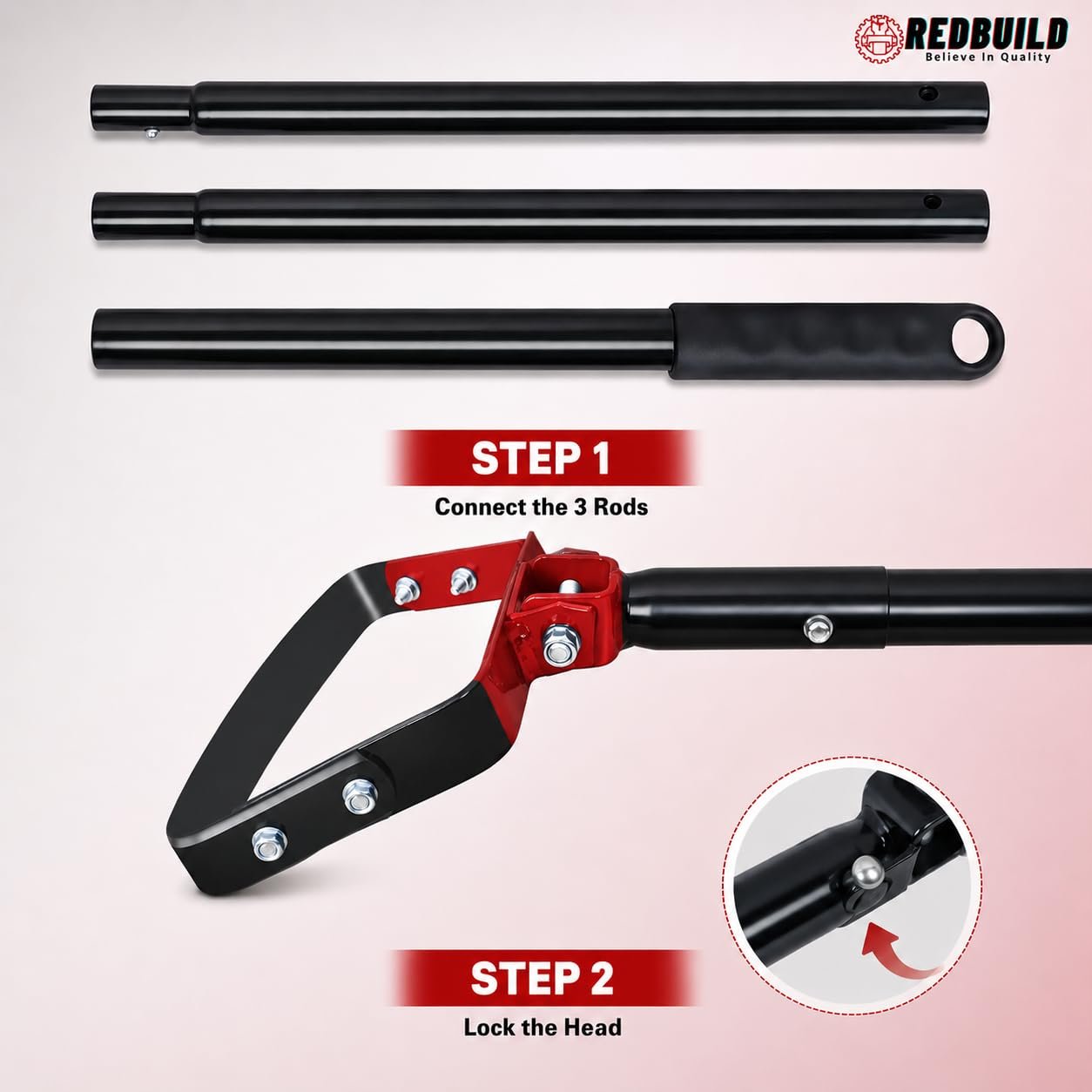 REDBUILD™ Heavy Duty Hand Weeder with Handle (4 Feet Handle) | Manual Weeder for Agriculture | Weed Remover | Weed Removal Equipment | Agriculture Tools for Farming | Stirrup Hoe - Image 7