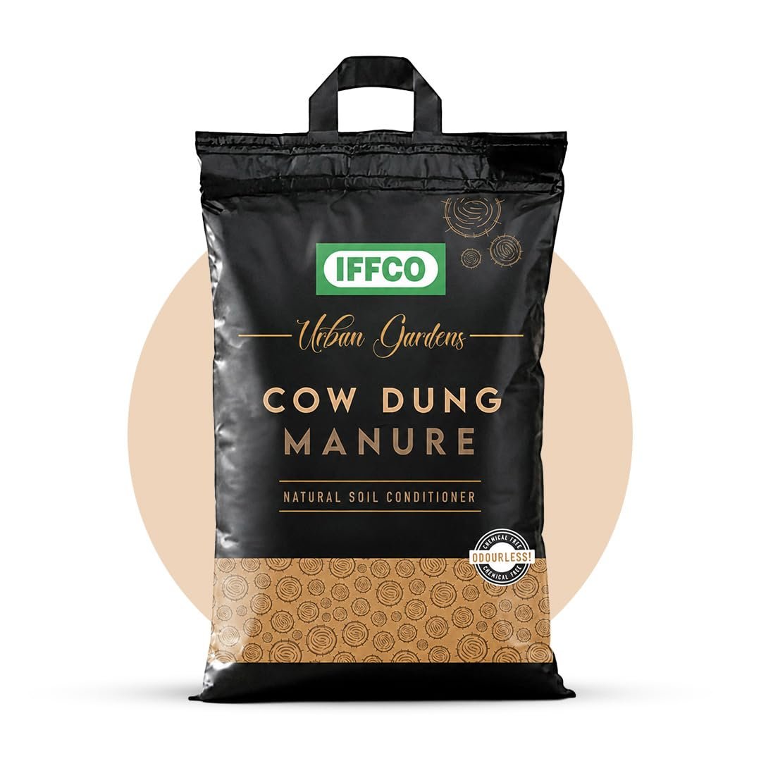 IFFCO Urban Gardens - Cow Dung Manure 5kg - Organic fertilizers for Plants & Home Gardening – 100% Composted, Odourless & Chemical-Free - Natural Soil Conditioner