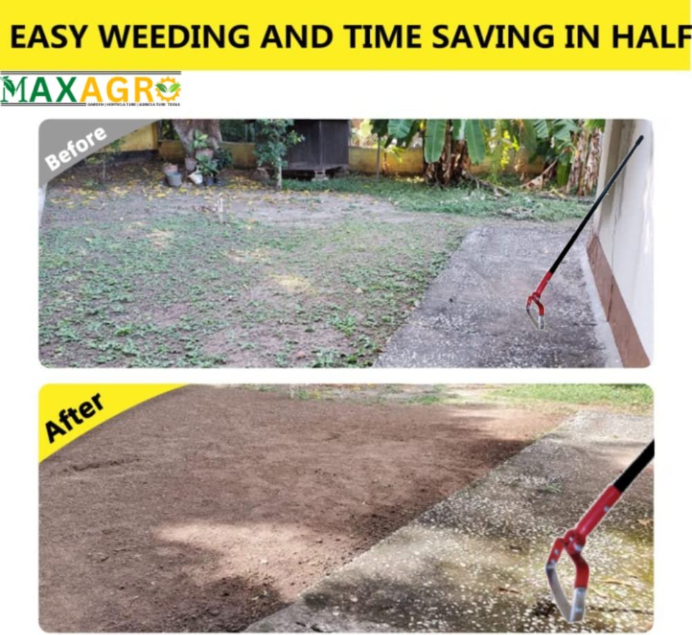 REDBUILD™ Heavy Duty Hand Weeder with Handle (4 Feet Handle) | Manual Weeder for Agriculture | Weed Remover | Weed Removal Equipment | Agriculture Tools for Farming | Stirrup Hoe - Image 5