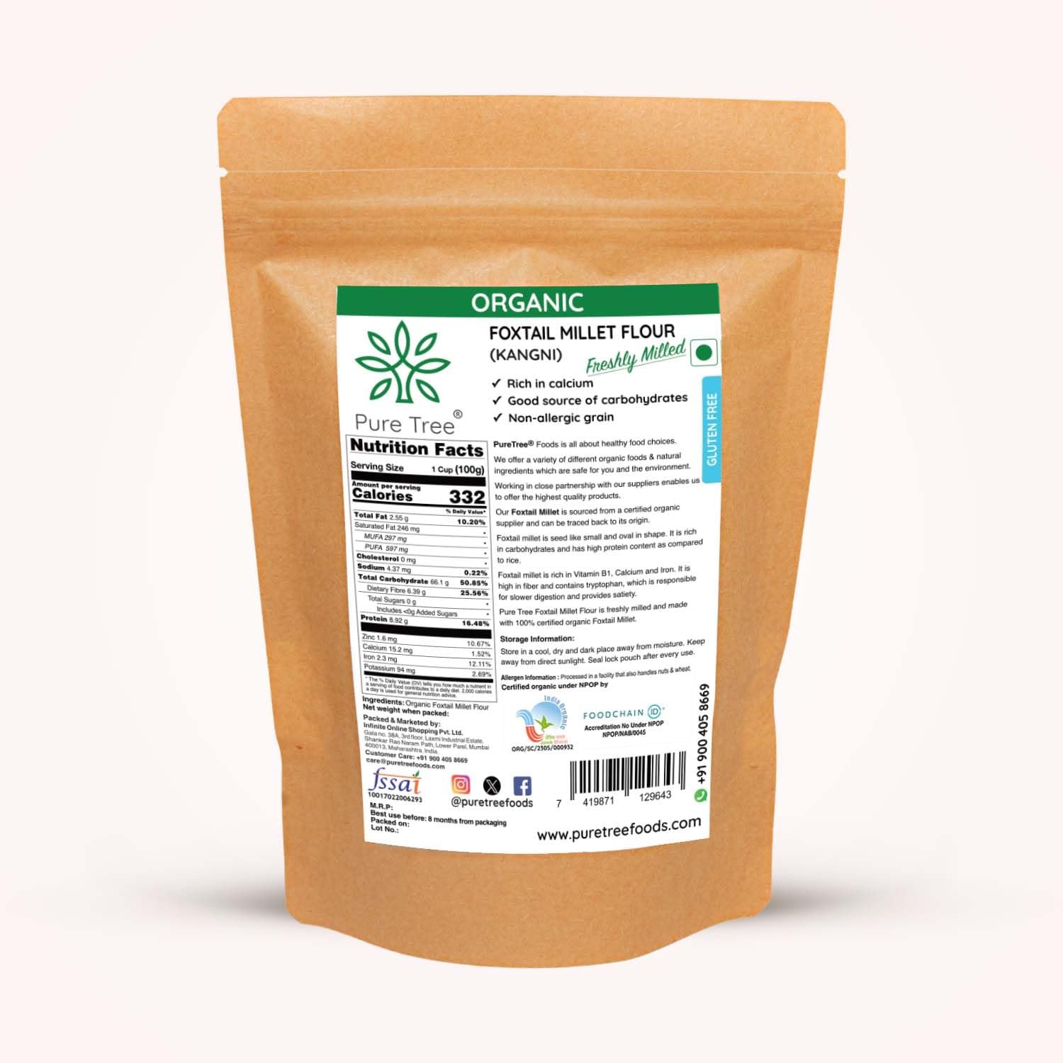 Pure Tree Certified Organic Foxtail Millet | 850 g | Kangni/Kakum/Korralu | Gluten-Free Unpolished MIllet Rich In Calcium High In Protein Korralu MIllet For Upma, Dosa, Rice - Image 2
