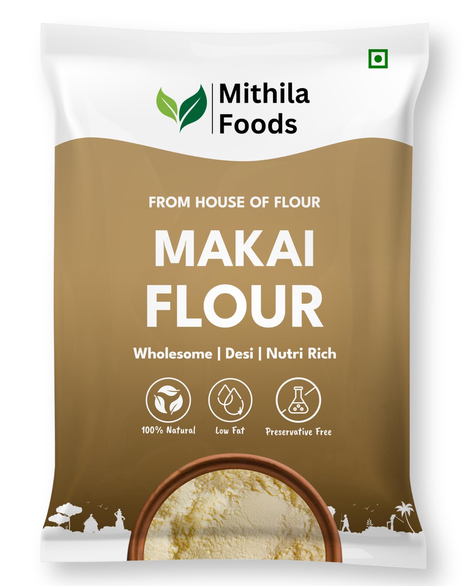 MITHILA FOODS 1 Kg Makai Atta | Gluten-Free Maize Flour | High Fibre & Protein | Stone-Ground Makka Makkai Corn Atta | Slow Ground for Soft Rotis | No Preservatives | Authentic Flavor from Bihar