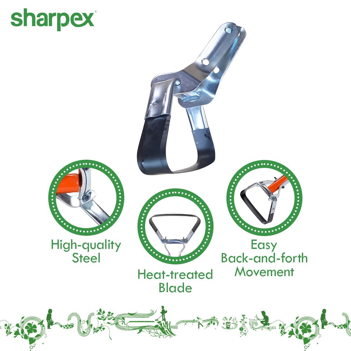 Sharpex Heavy Duty Hand Weeder for Gardening | European Harden & Tempered Steel | Heat Treated 6 Inch Blade | Manual Weed Removal Hoe Equipment | Agriculture Tools for Farming (Without Pole/Handle) - Image 3