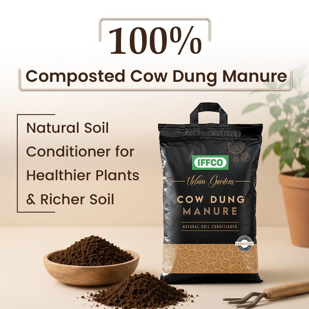 IFFCO Urban Gardens - Cow Dung Manure 5kg - Organic fertilizers for Plants & Home Gardening – 100% Composted, Odourless & Chemical-Free - Natural Soil Conditioner - Image 2