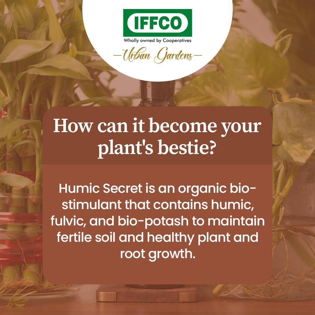 IFFCO Urban Gardens - Humic Secret - 200 ML - Humic Acid + Fulvic Acid + Bio-Potash - Organic Liquid Fertilizer for Plants, Soil Conditioner & Root Growth Promoter - 100% Water Soluble - Image 3