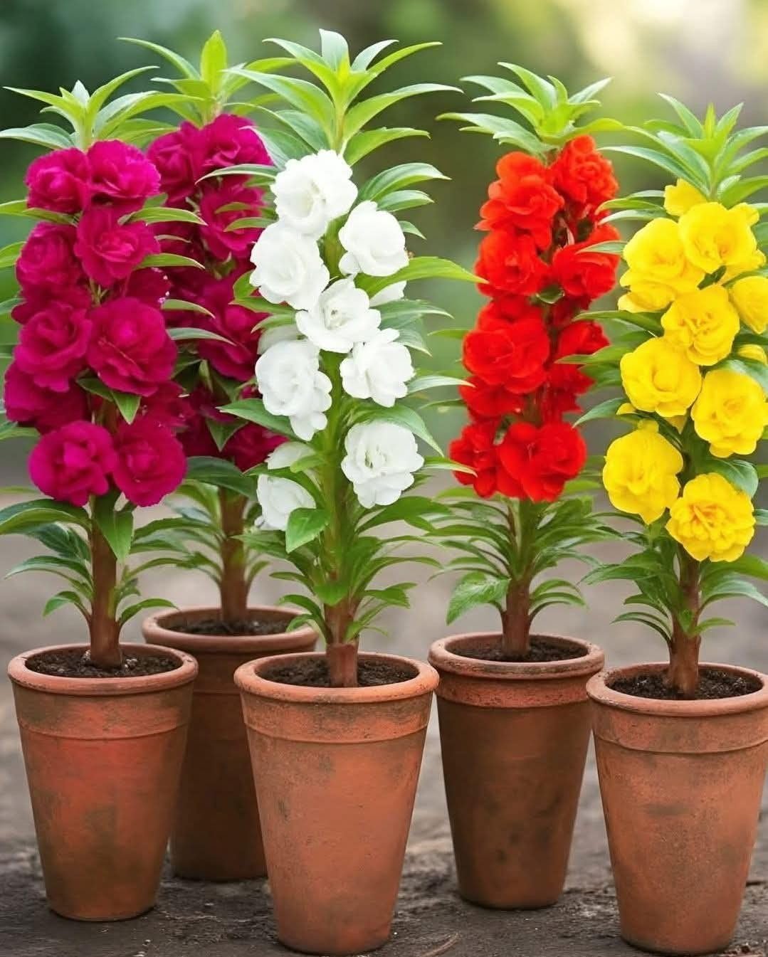 Double Balsam Flower Seeds Pack of 50+ Seeds, Mixed Colors, Upright Tower Blooms, Indoor and Outdoor Garden