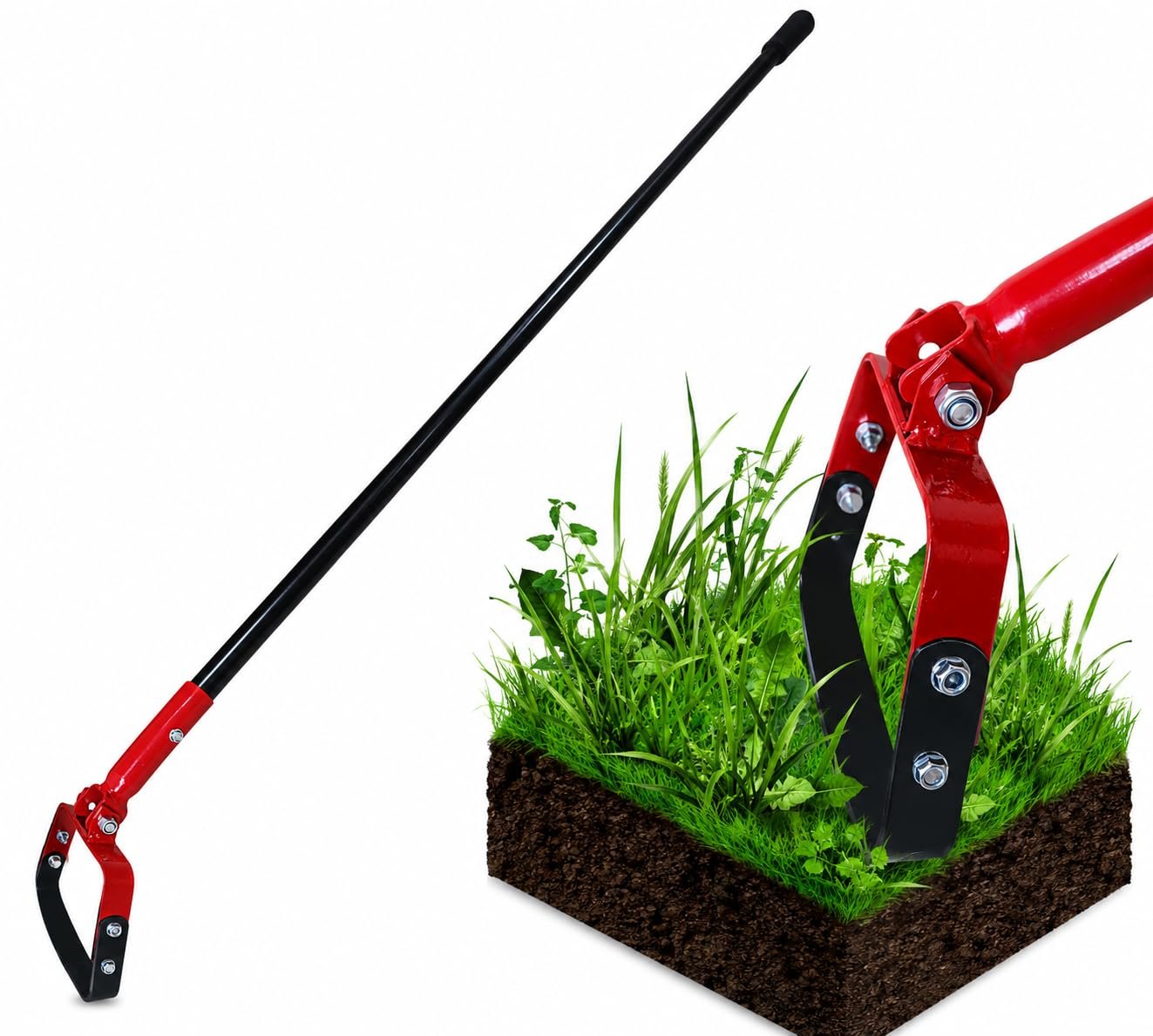 REDBUILD™ Heavy Duty Hand Weeder with Handle (4 Feet Handle) | Manual Weeder for Agriculture | Weed Remover | Weed Removal Equipment | Agriculture Tools for Farming | Stirrup Hoe - Image 4