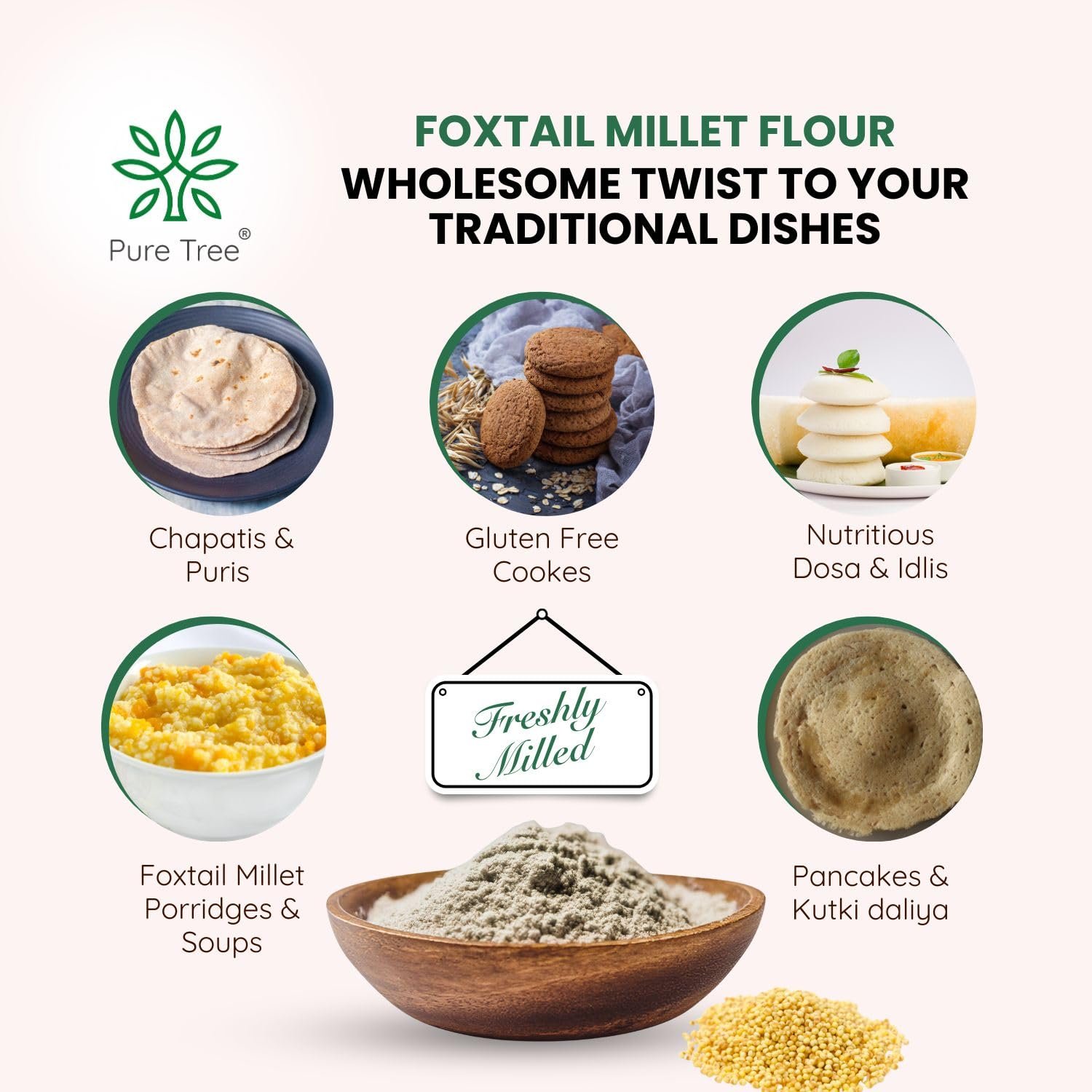 Pure Tree Certified Organic Foxtail Millet | 850 g | Kangni/Kakum/Korralu | Gluten-Free Unpolished MIllet Rich In Calcium High In Protein Korralu MIllet For Upma, Dosa, Rice - Image 4