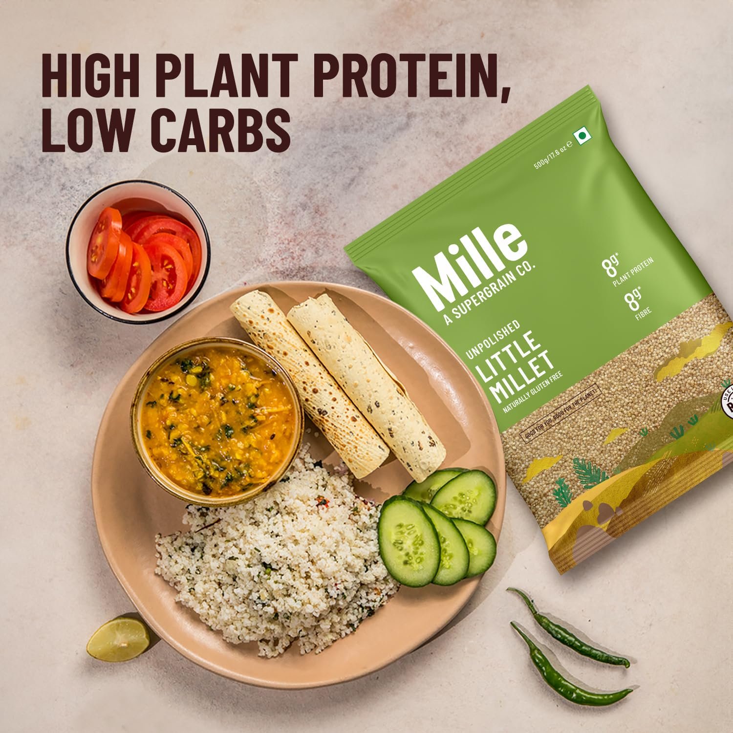 Mille Grains Combo | Foxtail, Little, Kodo and Barnyard Millet | Unpolished, Toasted, No Soaking Required | Ideal for Fasting | Rice Replacement | High Fibre and Plant Protein | Gluten Free | Cooks in 10 minutes, 500 g X 4 - Image 2