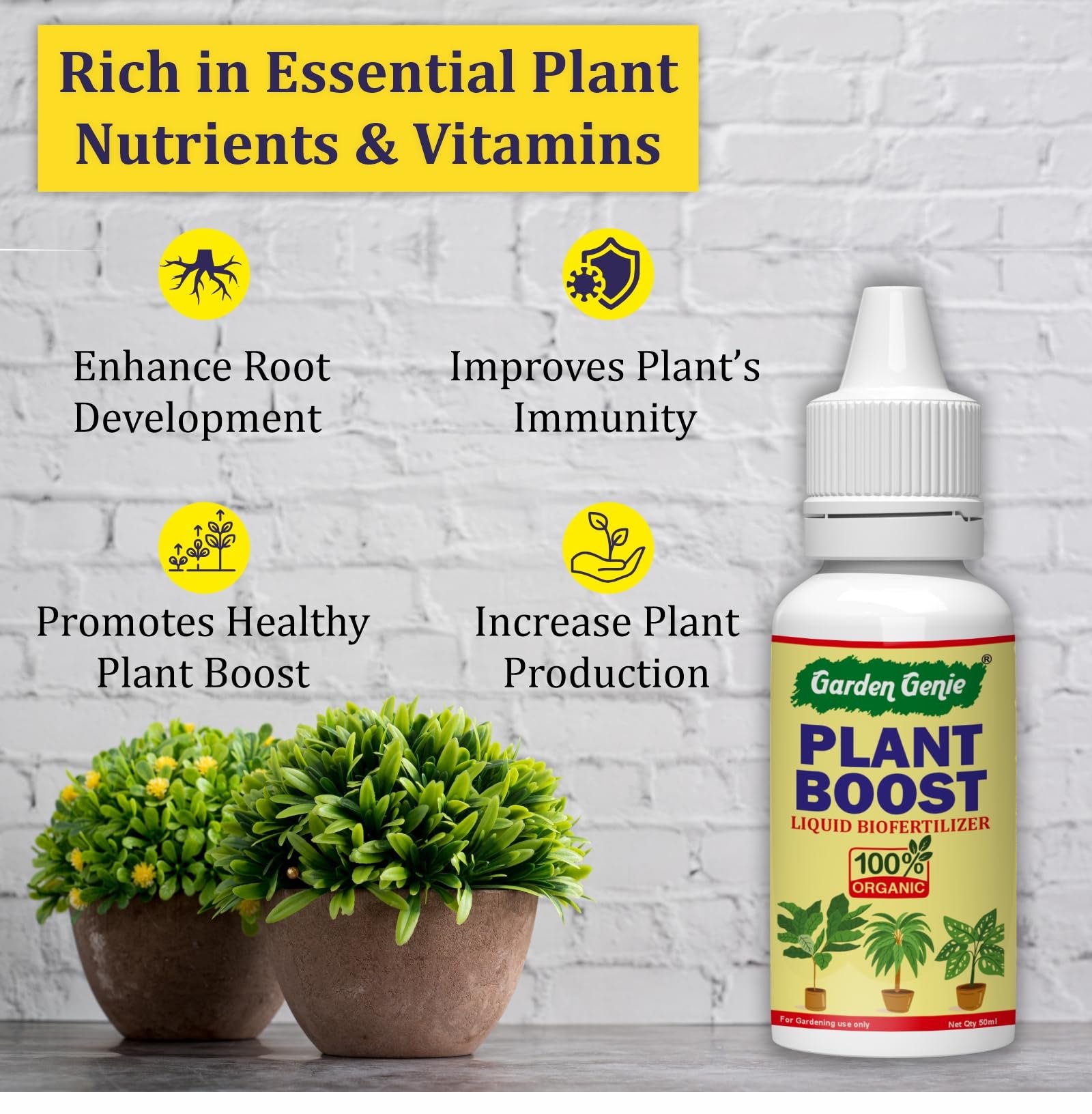 Garden Genie Plant Boost Liquid Biofertilizer for Speed Growth (3 x 50ml) - Image 2