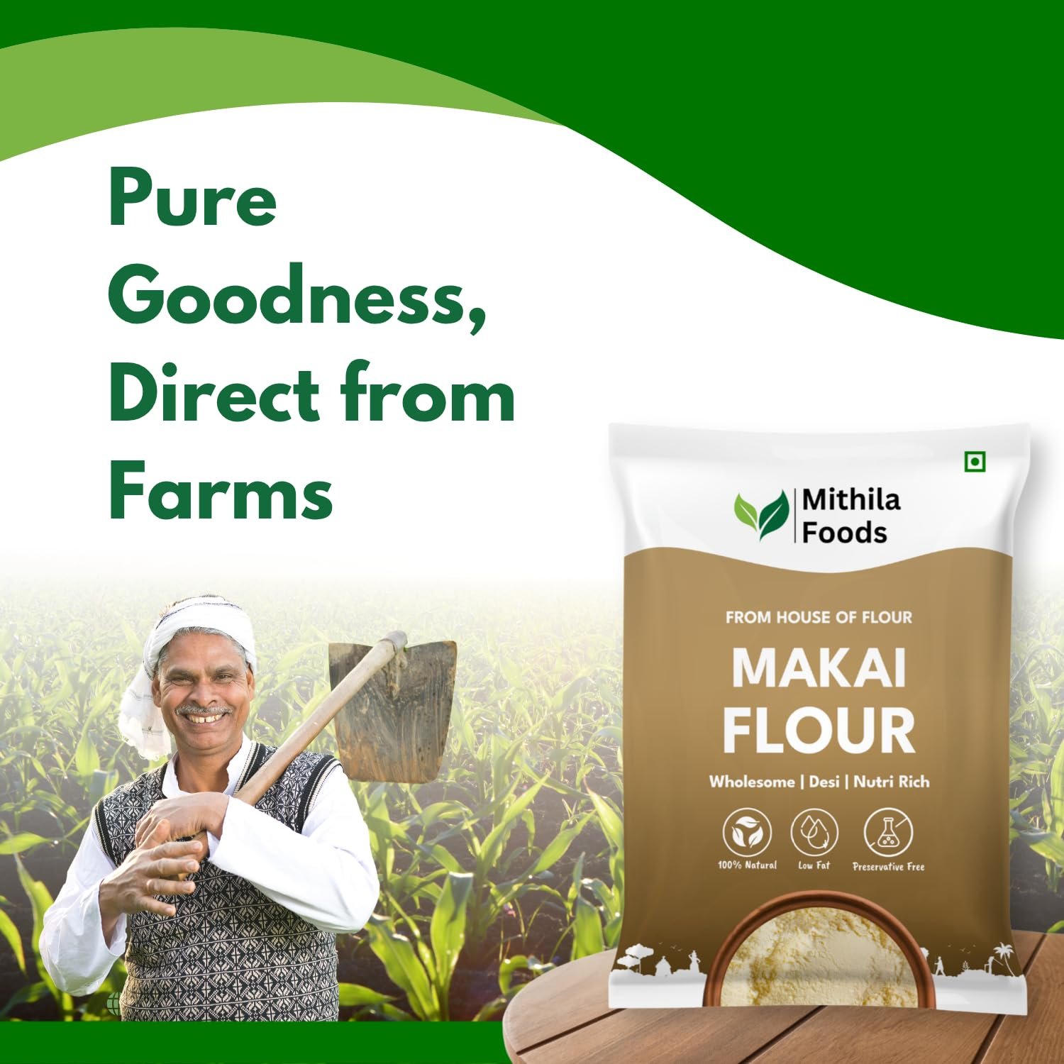 MITHILA FOODS 1 Kg Makai Atta | Gluten-Free Maize Flour | High Fibre & Protein | Stone-Ground Makka Makkai Corn Atta | Slow Ground for Soft Rotis | No Preservatives | Authentic Flavor from Bihar - Image 8