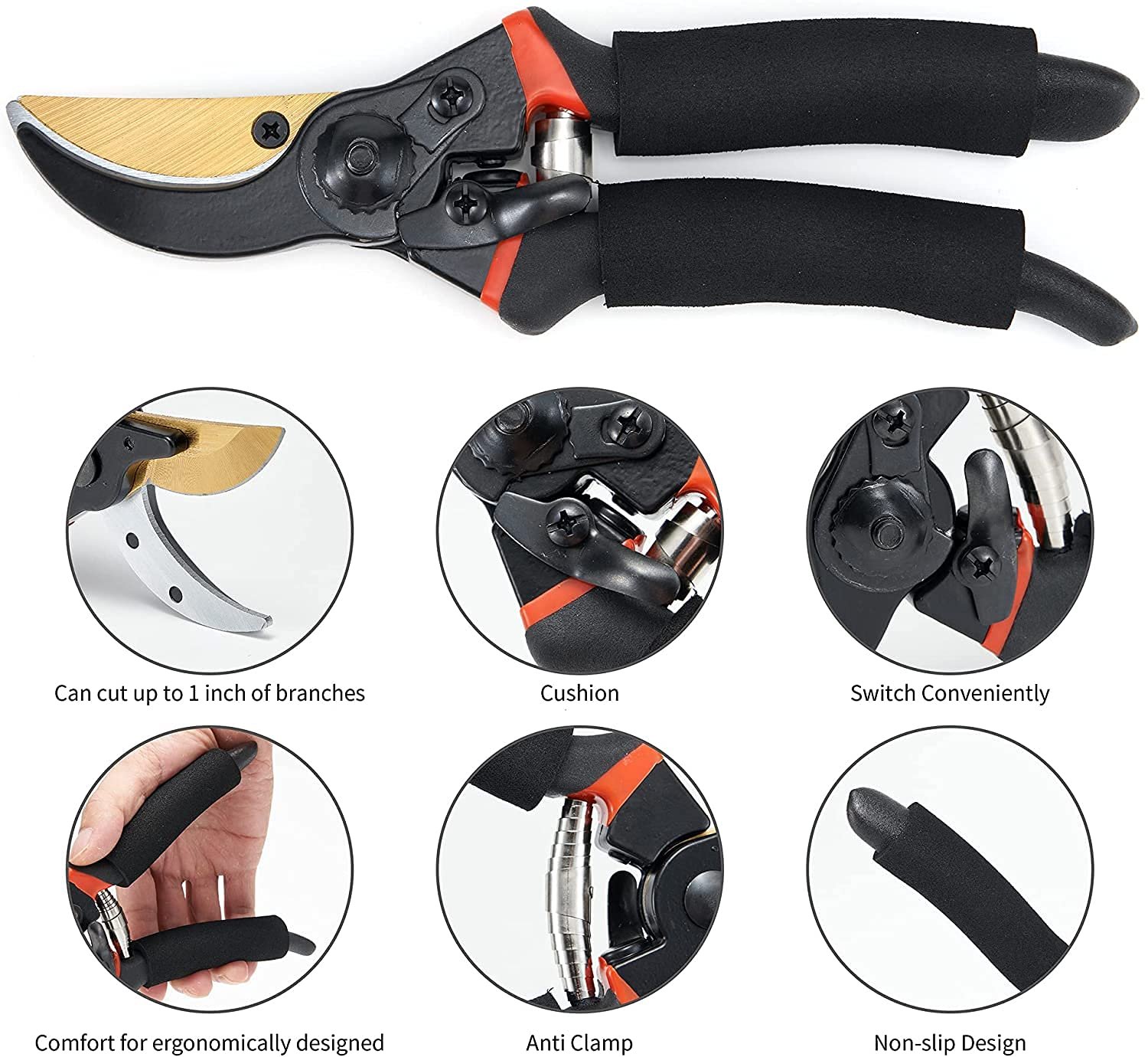 JD FRESH 8 Inch Heavy Duty Gardening Scissor/Plant Cutter for Garden/Pruners for Plants/Branch Cutter for Plants/Flower Cutter/Secateurs/Pruning Shears (Black) - Image 3