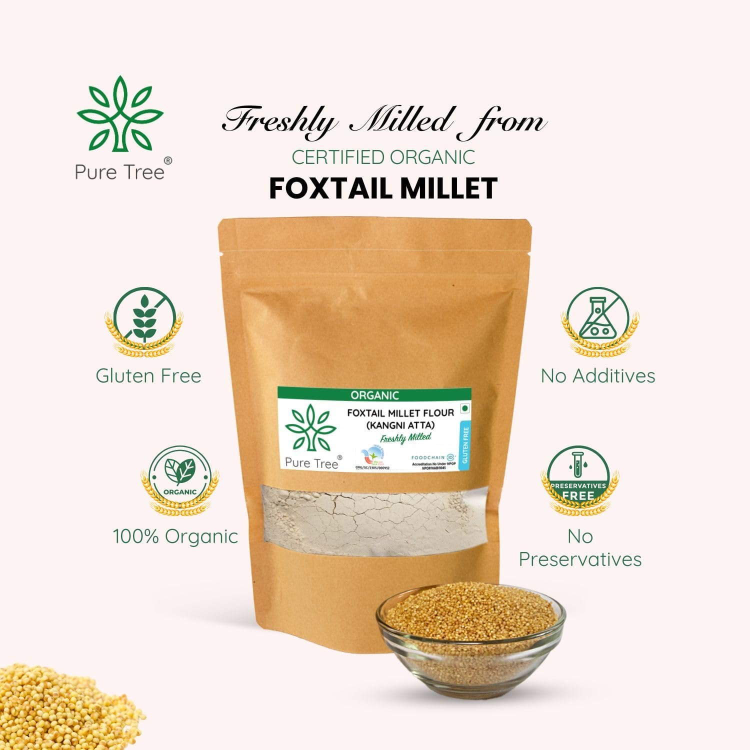 Pure Tree Certified Organic Foxtail Millet | 850 g | Kangni/Kakum/Korralu | Gluten-Free Unpolished MIllet Rich In Calcium High In Protein Korralu MIllet For Upma, Dosa, Rice - Image 6