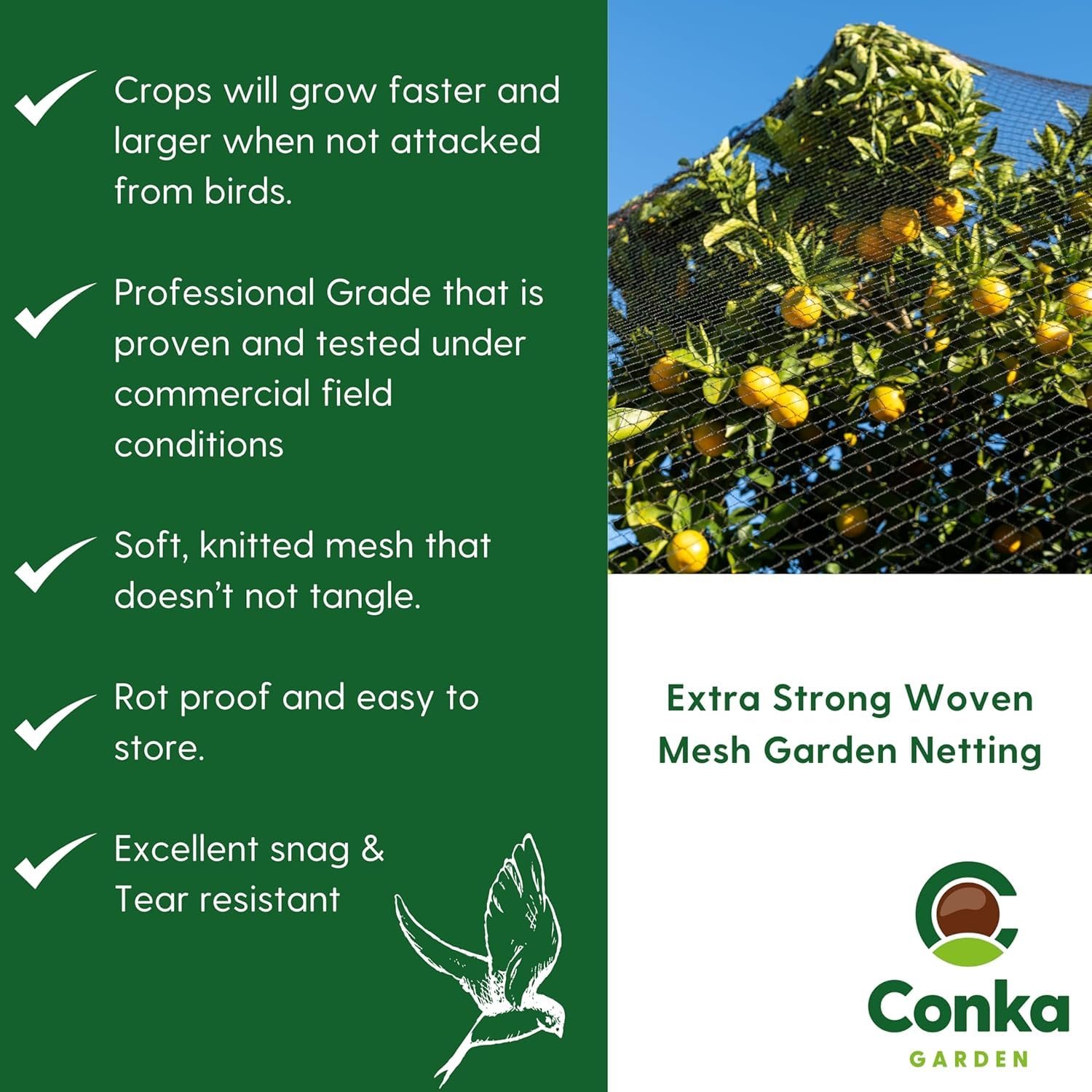 Extra Strong Woven Mesh Garden Netting Heavy Duty Anti Bird Pond Fruit, Pea Plant Protection Professional Grade. Various Sizes (4m Wide, 15m Long) - Image 4