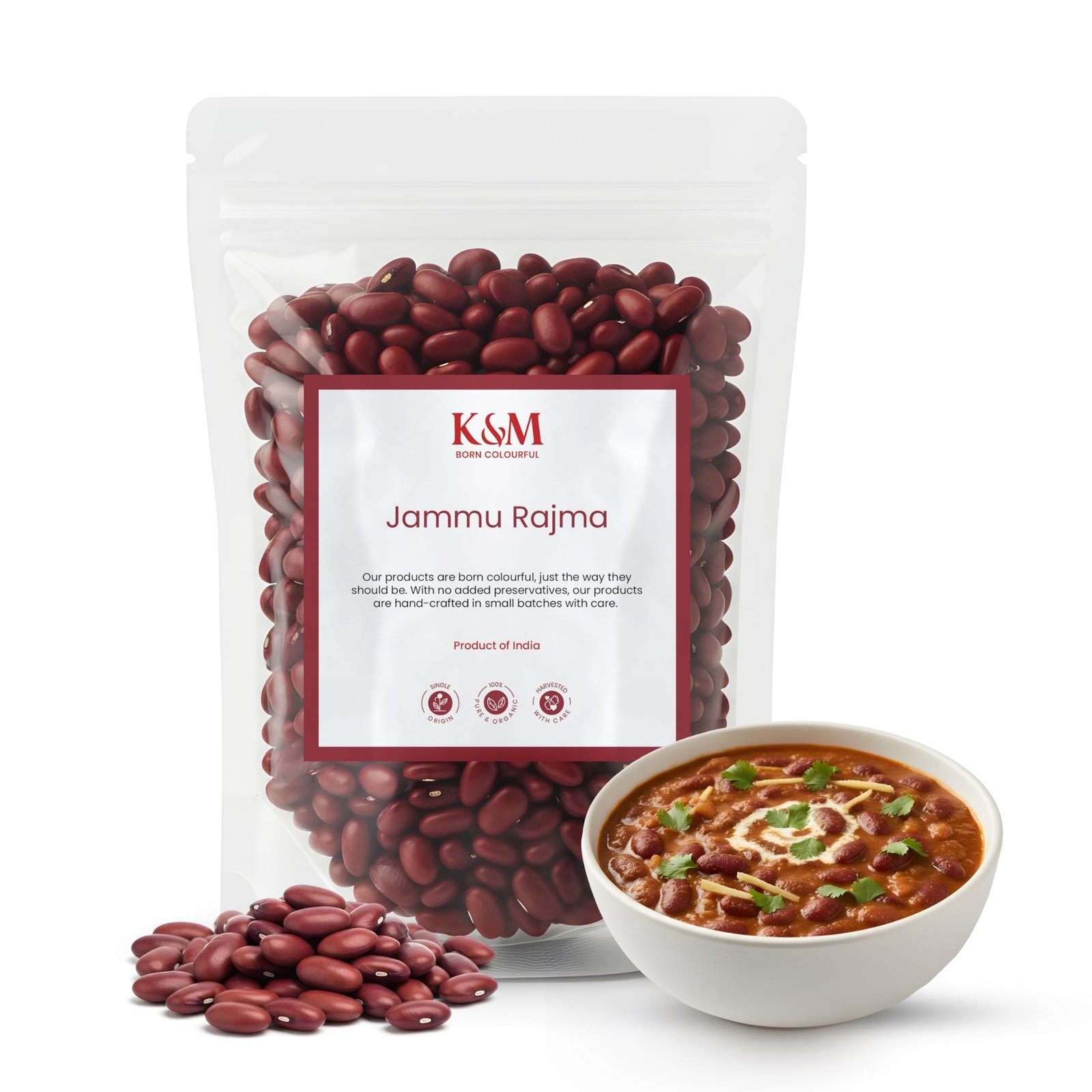 Kanz & Muhul Organic Bhaderwah Jammu Rajma 950 Gm, Creamy & Smooth Texture, Hand-Picked Red Kidney Beans Red Kidney Bean Dry | Healthy & Wholesome Food, Organic Pulses | Rich in Fiber, High Protein, No Preservatives | 950gm