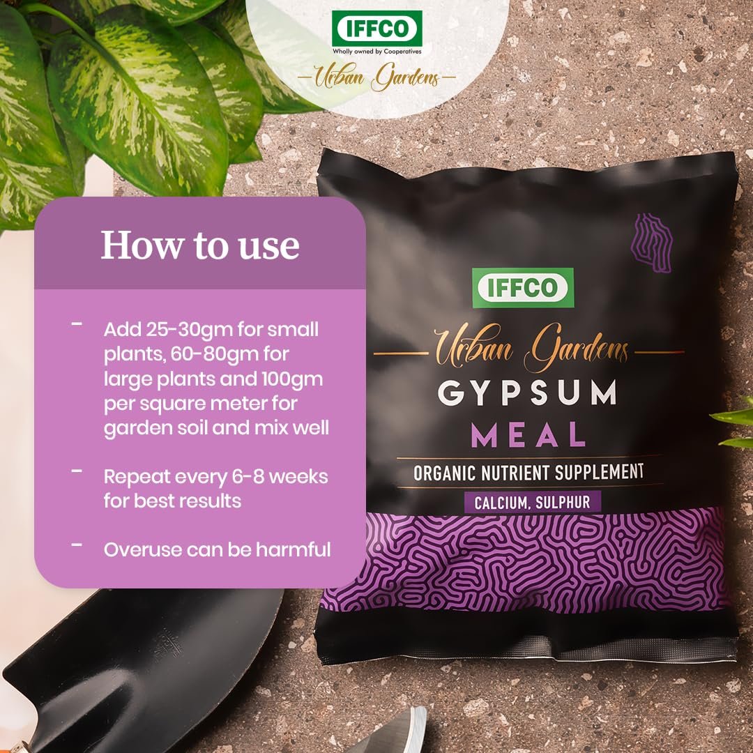 IFFCO Urban Gardens - Gypsum Meal - 900gm - Organic Calcium Sulphate Fertilizer & Soil Conditioner for Lawns, Plants and Home Garden - Plant Nutrient Supplement in Slow Release Powder - Image 5