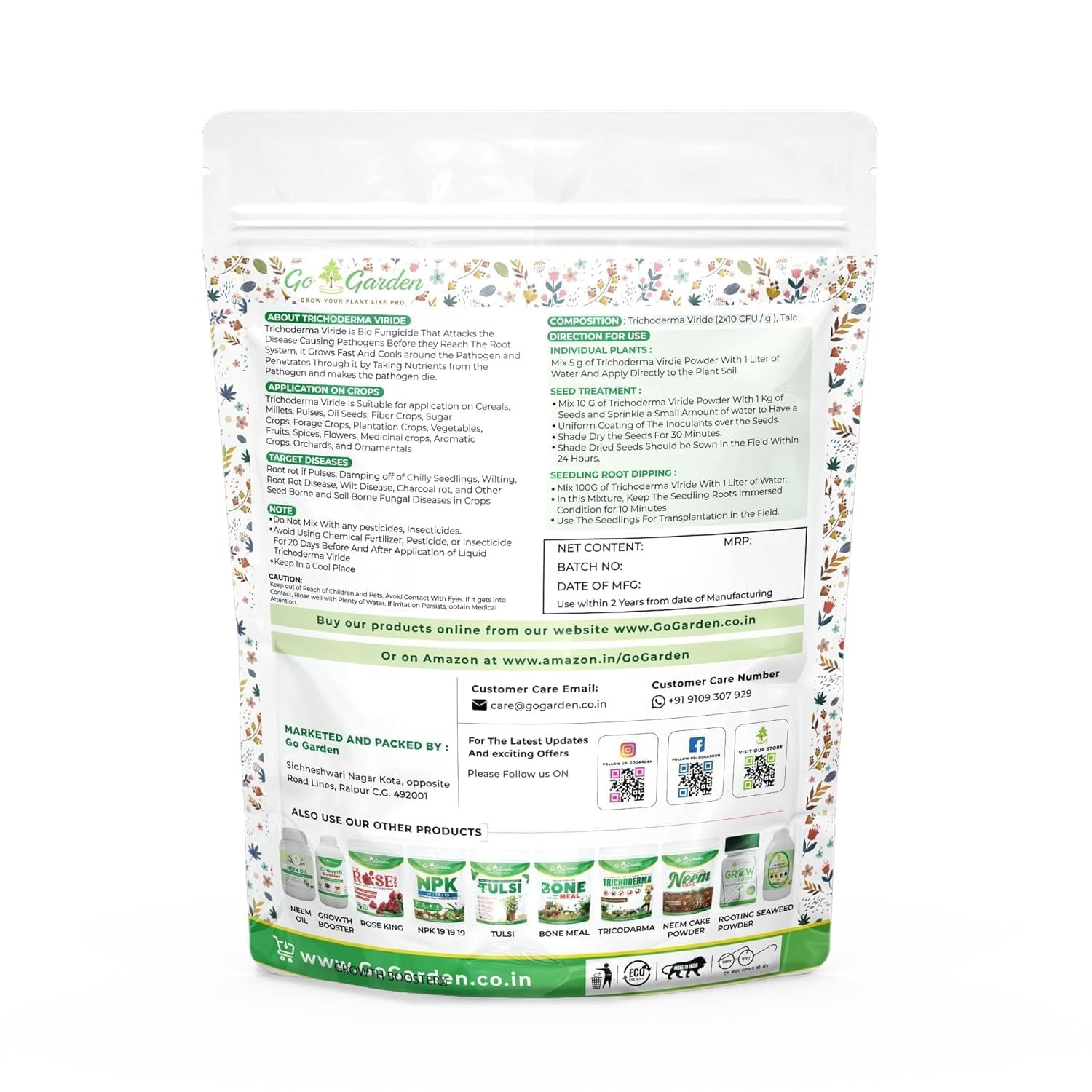 Go Garden Tricoderma Bio Fungicide for Plants 900 g | High CFU Formula (2 x 10⁸ CFU/g) | Controls Root Rot, Wilt & Soil Fungus | Boosts Soil Microbes & Plant Immunity | Organic Plant Protector - Image 7