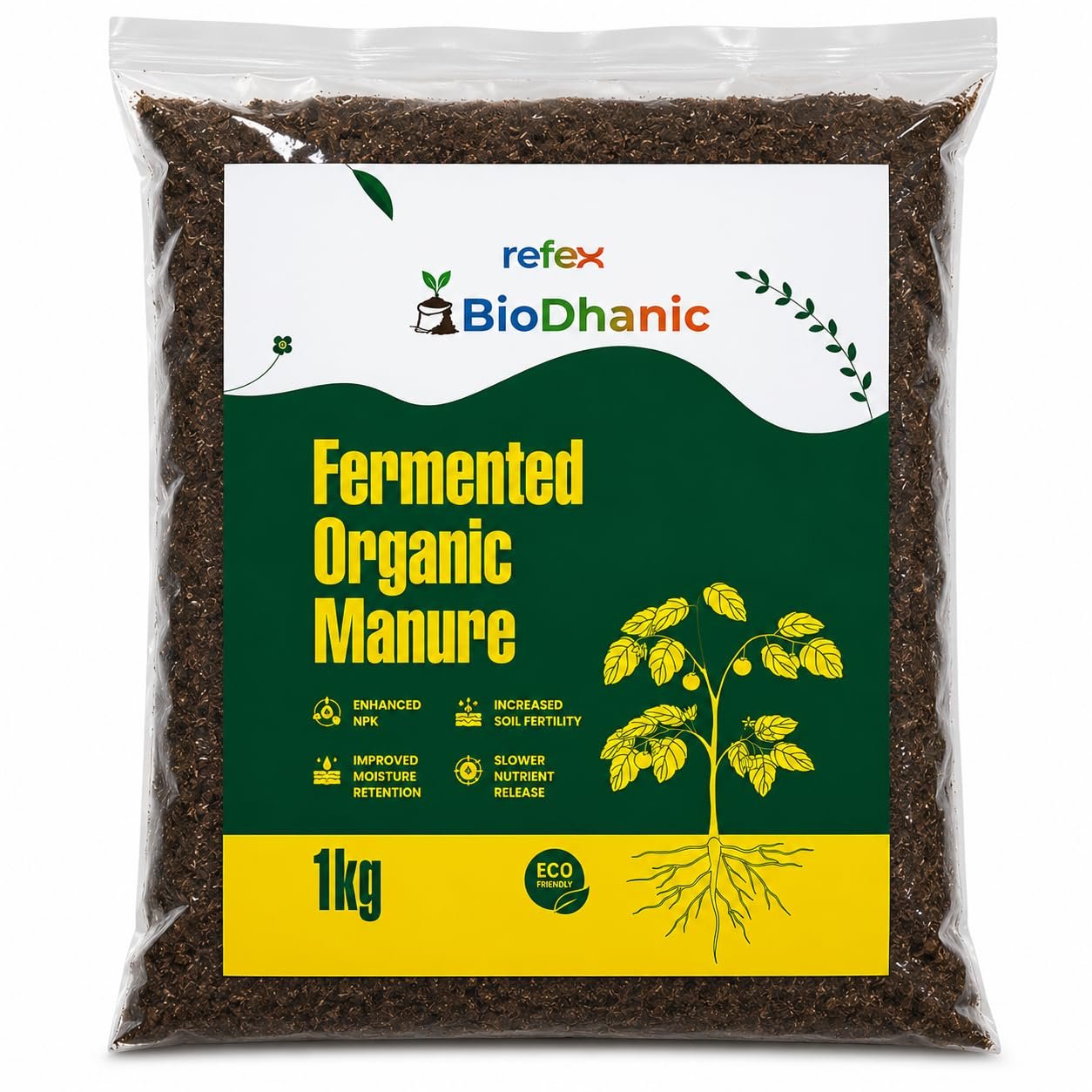 Biodhanic Fermented Organic Manure 1kg | Natural Organic Fertilizer & Soil Conditioner | Improves Soil Fertility, Root Development, Flowering & Yield | For Indoor & Outdoor Plants