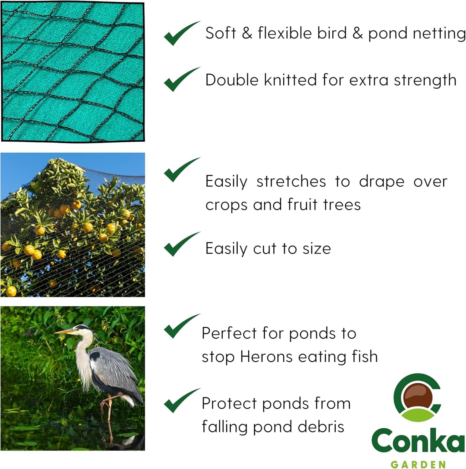 Extra Strong Woven Mesh Garden Netting Heavy Duty Anti Bird Pond Fruit, Pea Plant Protection Professional Grade. Various Sizes (4m Wide, 15m Long) - Image 2