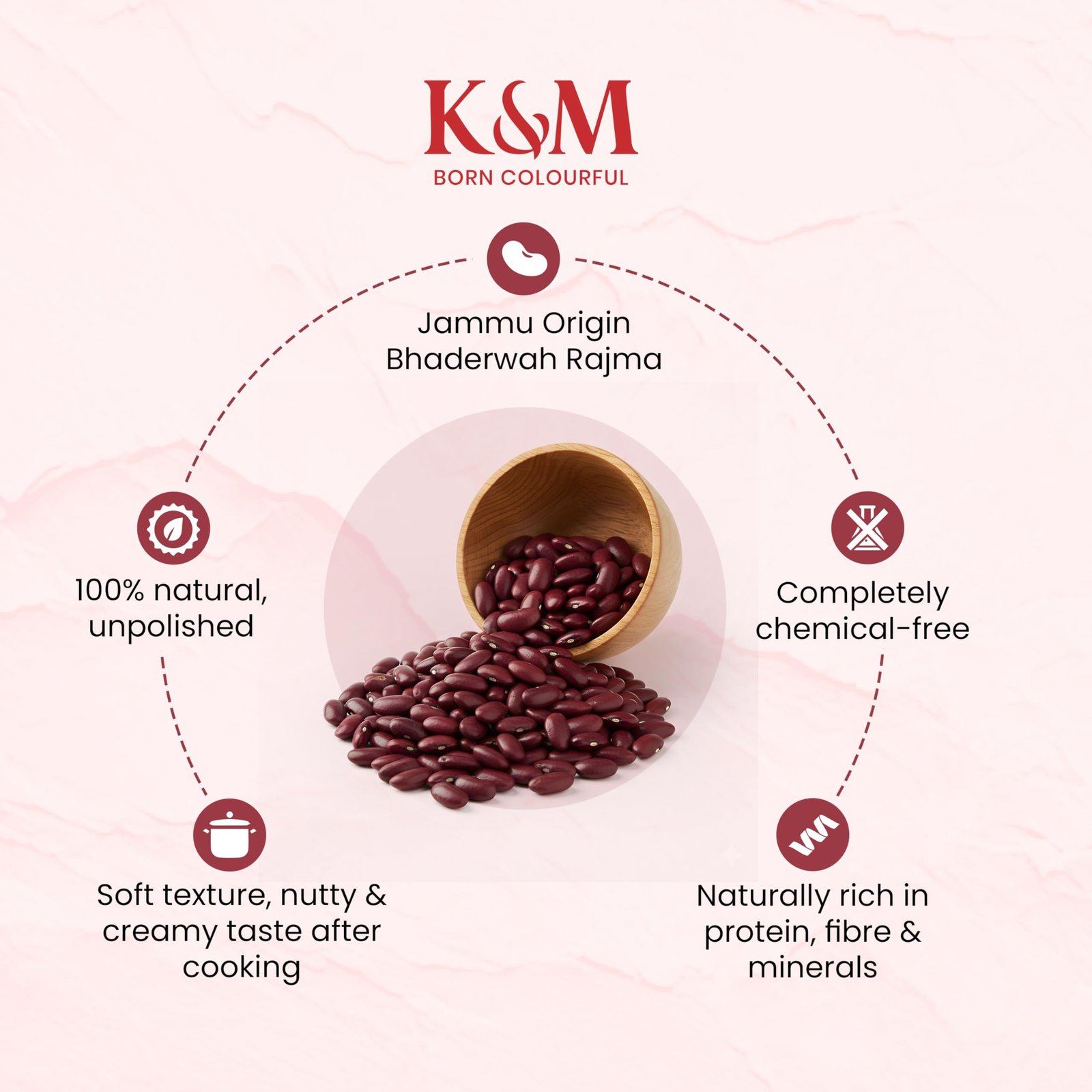 Kanz & Muhul Organic Bhaderwah Jammu Rajma 950 Gm, Creamy & Smooth Texture, Hand-Picked Red Kidney Beans Red Kidney Bean Dry | Healthy & Wholesome Food, Organic Pulses | Rich in Fiber, High Protein, No Preservatives | 950gm - Image 3