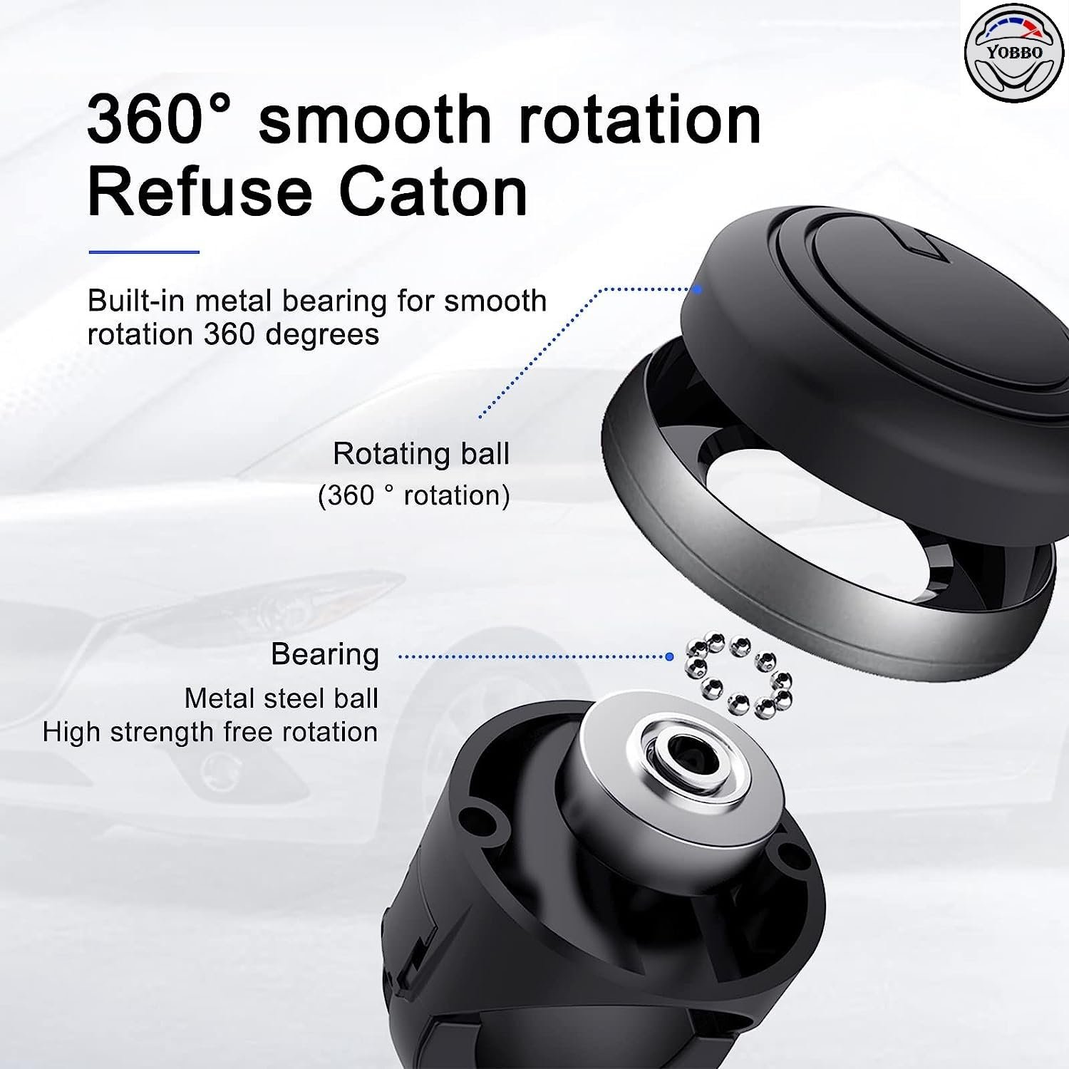 Yobbo Universal Car Steering Wheel Spinner Knob 360° Rotation Power Handle Driving Helper Booster Auxiliary Aid Control Strengthener Fit for All Vehicles Cars Truck Tractor Original 3R-2251 (3R-2251) - Image 5