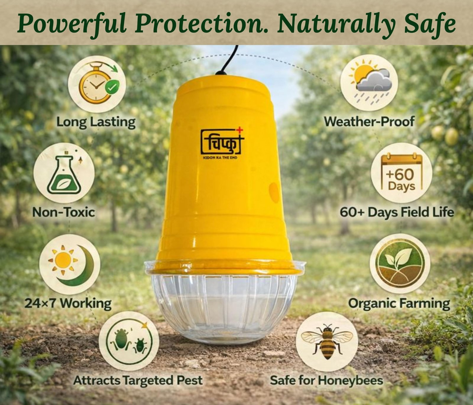 Chipku Glass Trap & Fruit Fly Lure Pack of 5 Traps for Garden & Agriculture to Control Bactocera Dorsalis|Fruitfly Trap for Mango, Guava, Papaya & All Fruit Crop for Guaranteed Results - Image 3