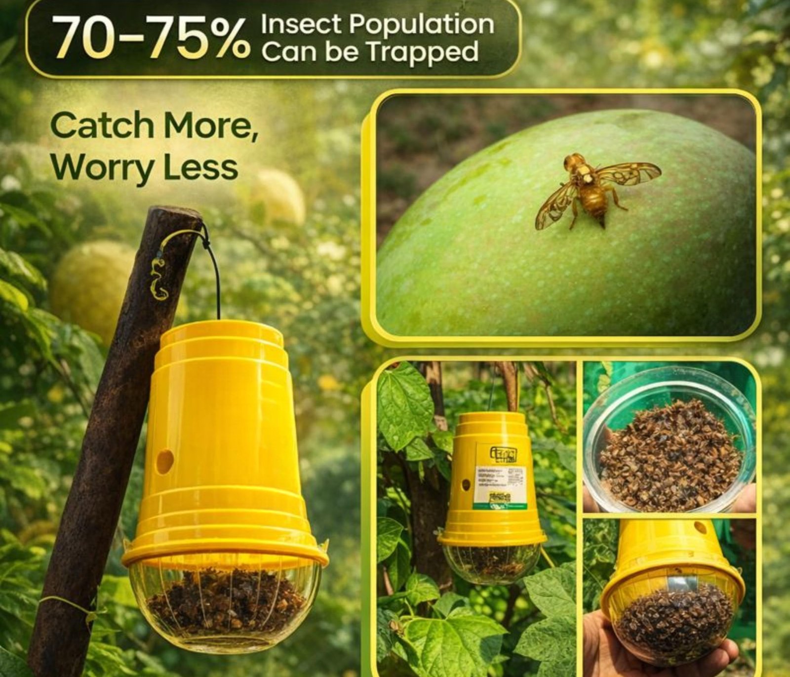 Chipku Glass Trap & Fruit Fly Lure Pack of 5 Traps for Garden & Agriculture to Control Bactocera Dorsalis|Fruitfly Trap for Mango, Guava, Papaya & All Fruit Crop for Guaranteed Results - Image 6