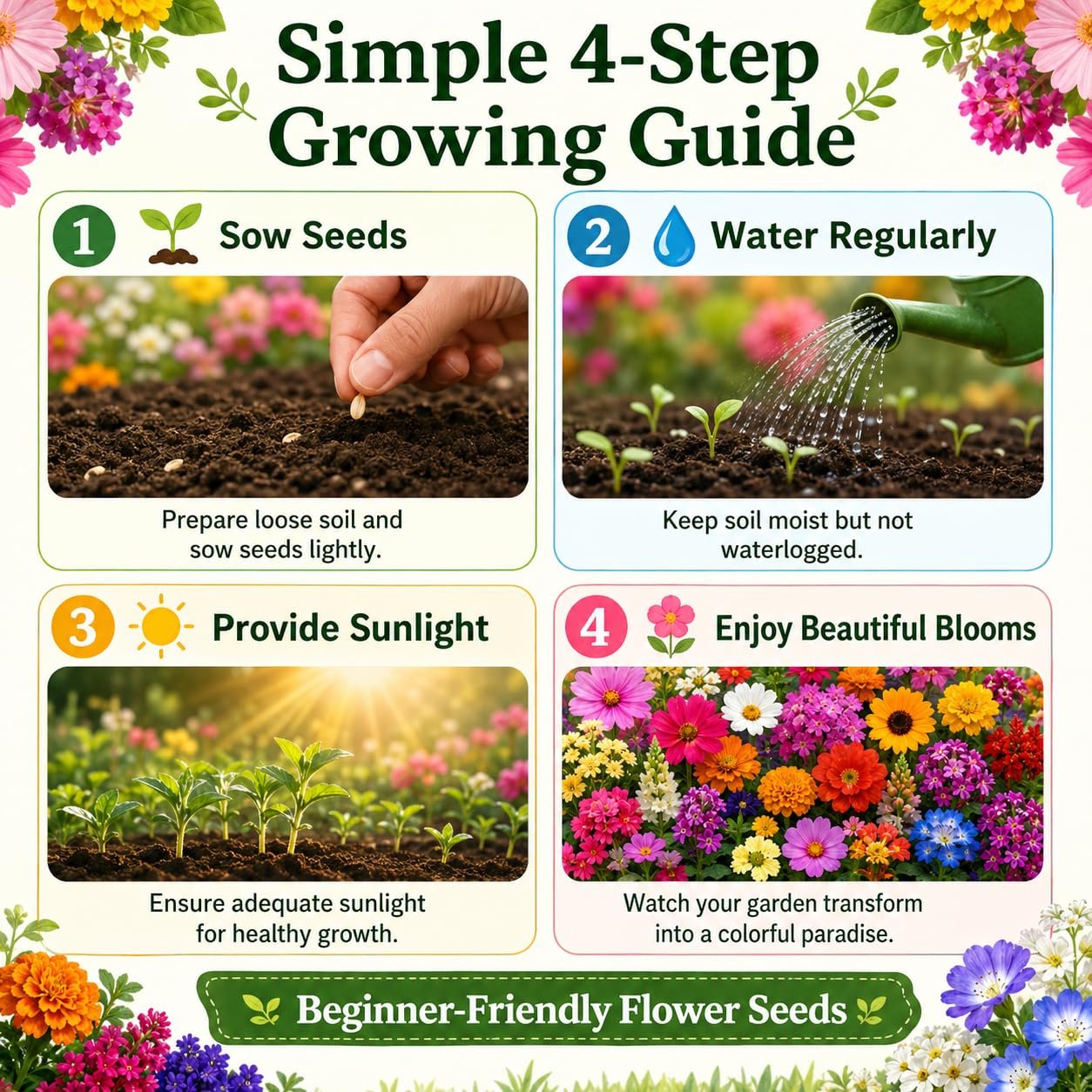 All Season Flower Seeds Combo Pack for Home Garden – 45 Varieties, 2700+ Seeds for Balcony, Terrace & Outdoor Gardening | High Germination Mixed Flower Seeds Kit for All Seasons - Image 5