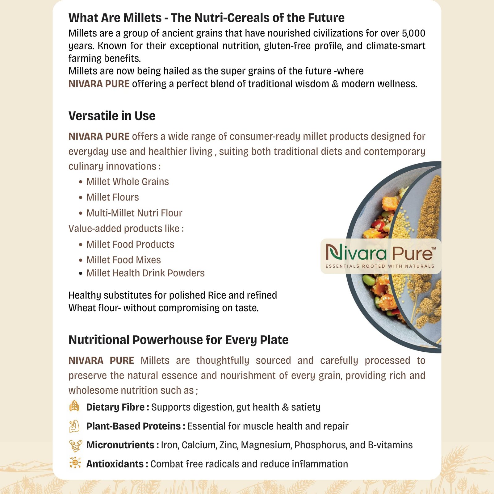 NIVARA PURE Barnyard Millet 500g | Unpolished Whole Grain | Naturally Gluten Free | High Fiber | No Added Sugar | Vegan Food - Image 6