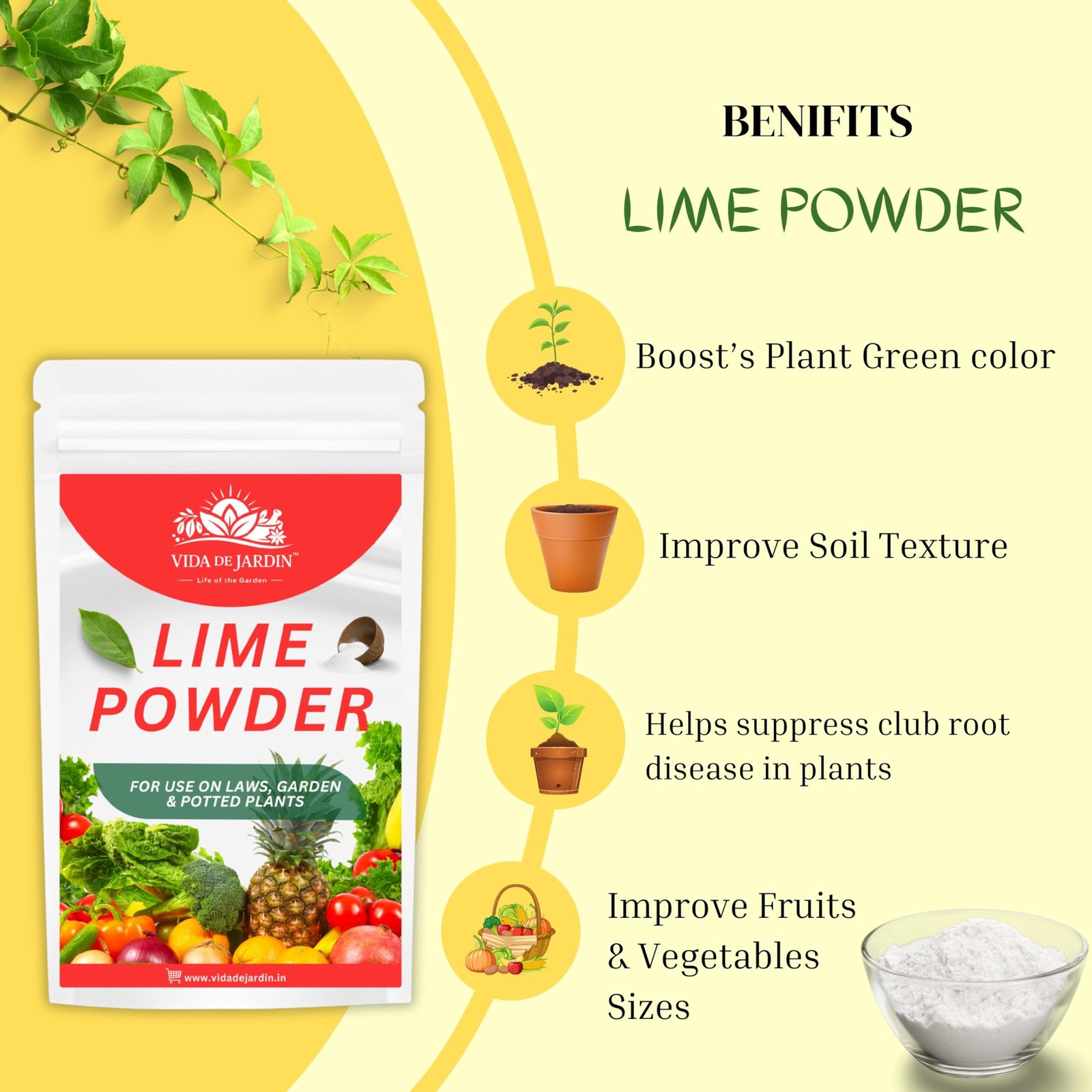 Vida de Jardin Organic and Natural Lime Powder for Plants | Garden Lime Soil Conditioner and pH Balancer | Ideal for Lawns, Gardens and Potted Plants | 5kg - Image 4
