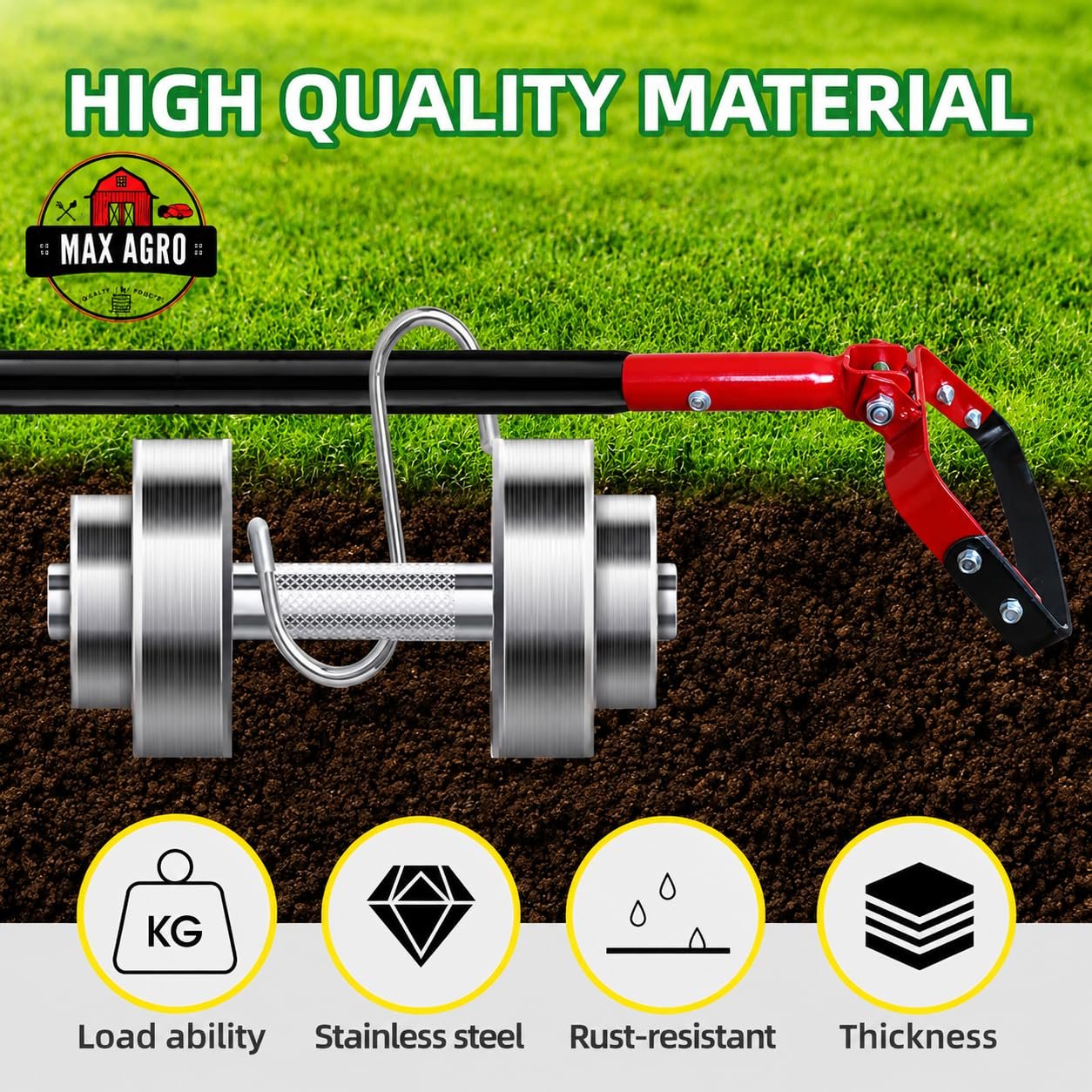 REDBUILD™ Heavy Duty Hand Weeder with Handle (4 Feet Handle) | Manual Weeder for Agriculture | Weed Remover | Weed Removal Equipment | Agriculture Tools for Farming | Stirrup Hoe - Image 3