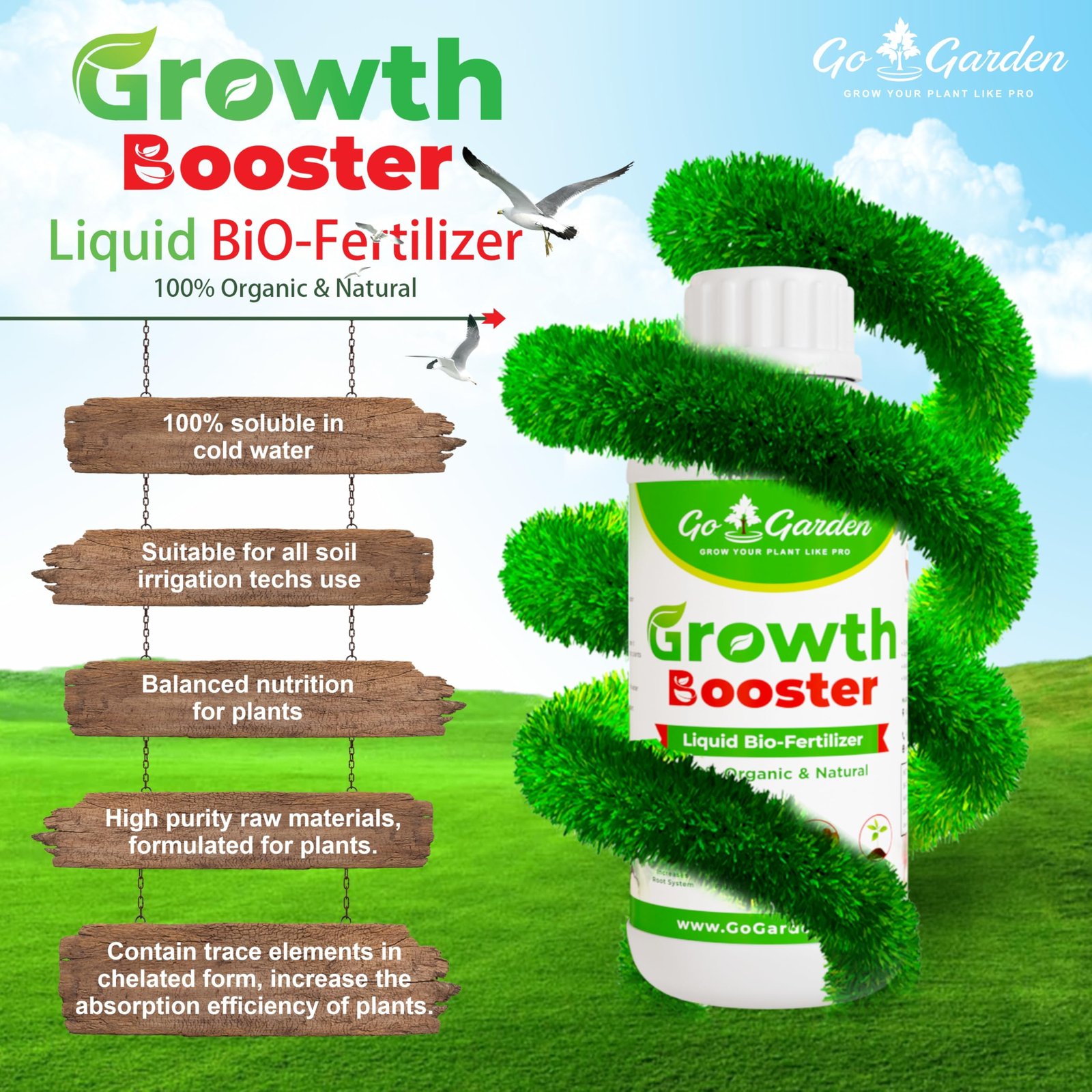 Go Garden Growth Boost Liquid Fertilizer: Enhance Plant Growth and Flowering | Home Garden Growth Booster for All Types of Plants | Liquid Fertilizer for Indoor and Outdoor Gardens 250 ML - Image 8
