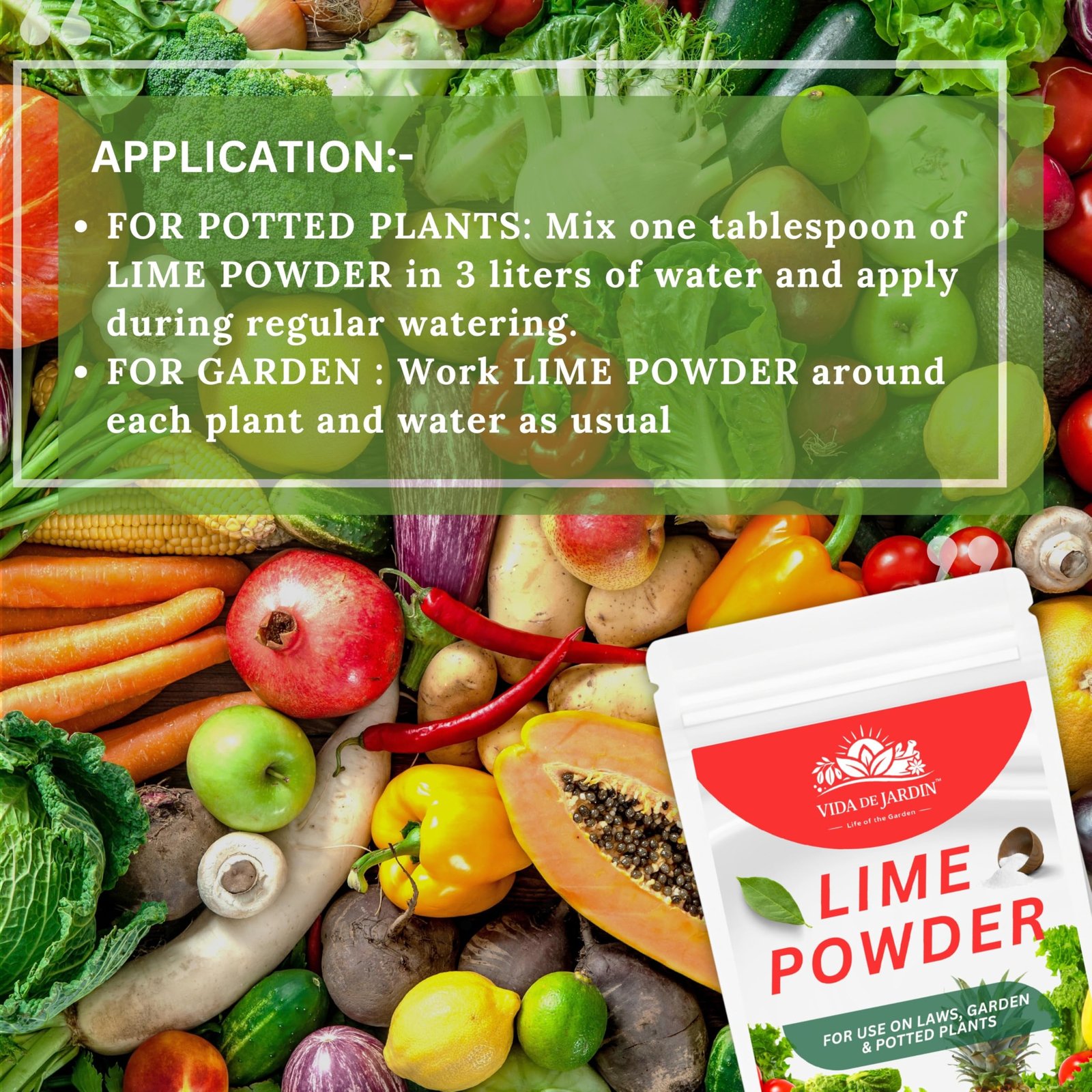 Vida de Jardin Organic and Natural Lime Powder for Plants | Garden Lime Soil Conditioner and pH Balancer | Ideal for Lawns, Gardens and Potted Plants | 5kg - Image 3